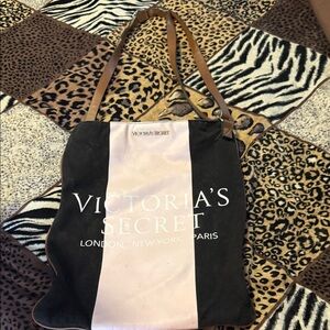 Victoria's Secret Black and Pink Tote Bag